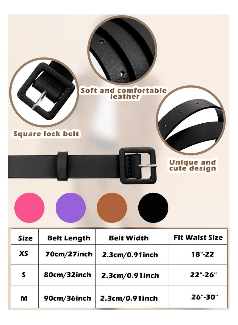 SYOSI Cute Children Belt, 4 Pcs Kids Leather Belts with Buckle, Skinny Faux Leather Waist Belts for Girls  - Image 2