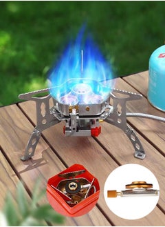 Jourvent Camp Stoves,3-Burner Portable Gas Stove with Extended Gas Hose & Carrying Bag – Ideal for Camping, Travel, and Outdoor Adventures  - Image 1