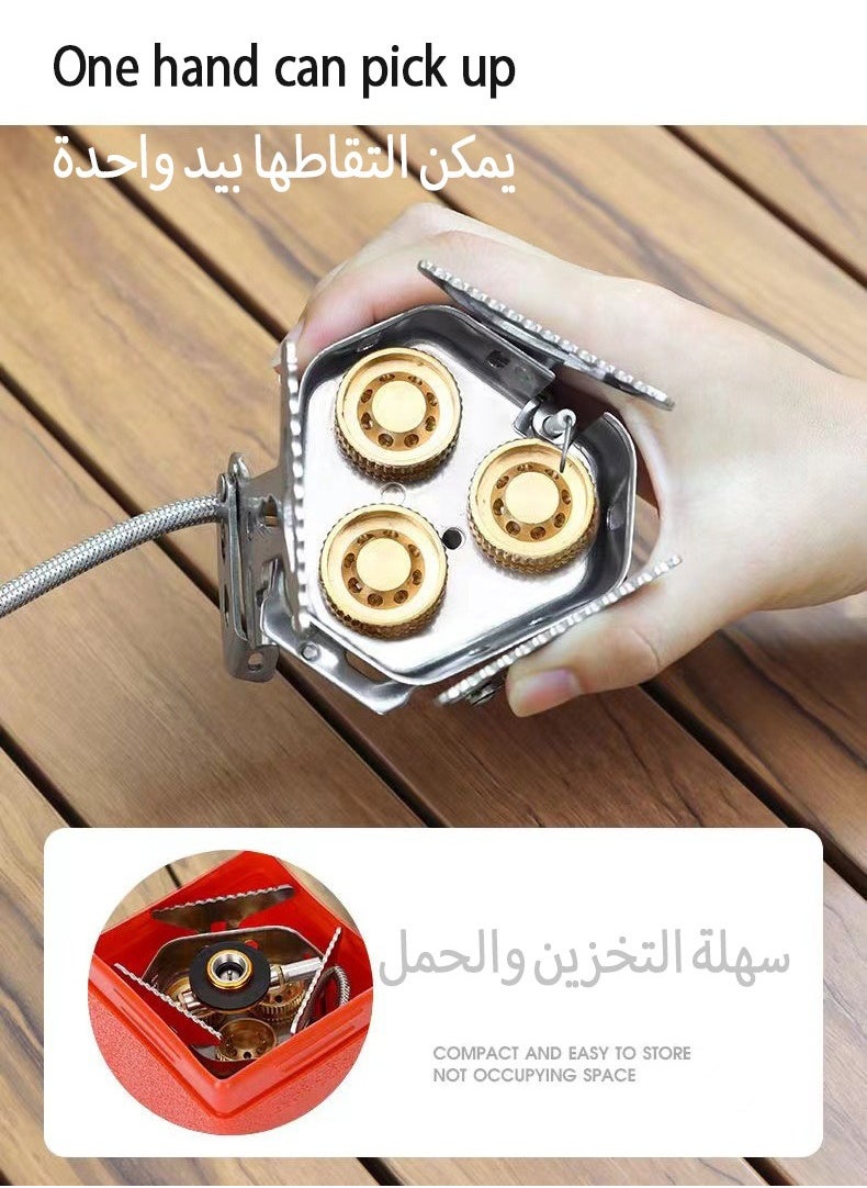 جورفنت مواقد التخييم، موقد غاز محمول بثلاثة شعلات مع خرطوم غاز ممتد وحقيبة حمل - مثالي للتخييم والسفر والمغامرات الخارجية  - Image 5