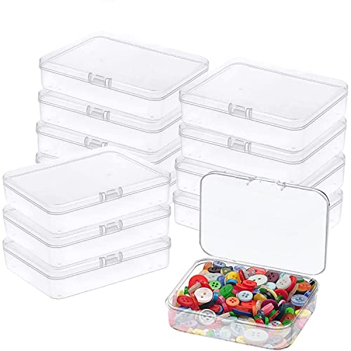 Goiio 12 Pcs Mini Plastic Storage Containers Box with Lid, 5x4x1.3 Inches Clear Rectangle Box for Collecting Small Items, Beads, Game Pieces, Business Cards, Crafts Accessories - Image 1