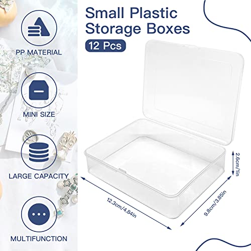 Goiio 12 Pcs Mini Plastic Storage Containers Box with Lid, 5x4x1.3 Inches Clear Rectangle Box for Collecting Small Items, Beads, Game Pieces, Business Cards, Crafts Accessories - Image 3