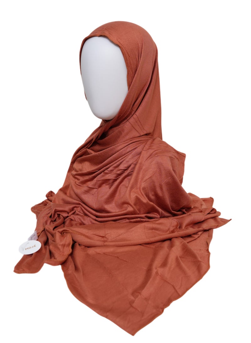 Moja Hijab for Women | Jersey Hijab | Moja Premium Bamboo Jersey Hijab 2m – Soft Stretchable – Brick - Image 2
