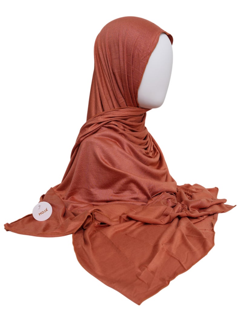 Moja Hijab for Women | Jersey Hijab | Moja Premium Bamboo Jersey Hijab 2m – Soft Stretchable – Brick - Image 3