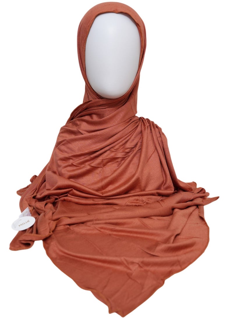 Moja Hijab for Women | Jersey Hijab | Moja Premium Bamboo Jersey Hijab 2m – Soft Stretchable – Brick - Image 1