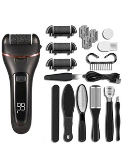 ULHYC Electric Callus Remover for Feet Rechargeable Pedicure Tool Foot Care Foot File All-in-1 Callus Remover Kit for Removing Cracked and Dead Skin from Heels with 3 Roller Heads 2-Speed Battery Display  - Image 1