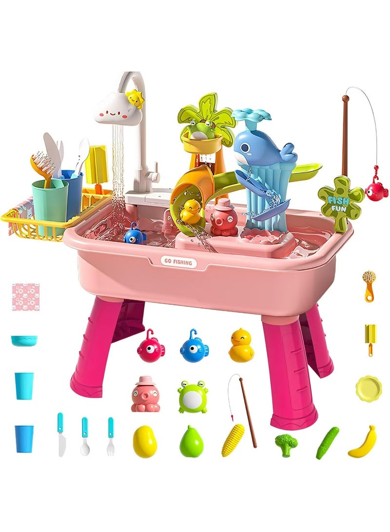 Oasisgalore Water Table for Toddlers,4-in-1 Kids Water Play Table, Play Sink with Detachable Legs,Kids Kitchen Playset Sink Toy for Girl and Boy - Image 1