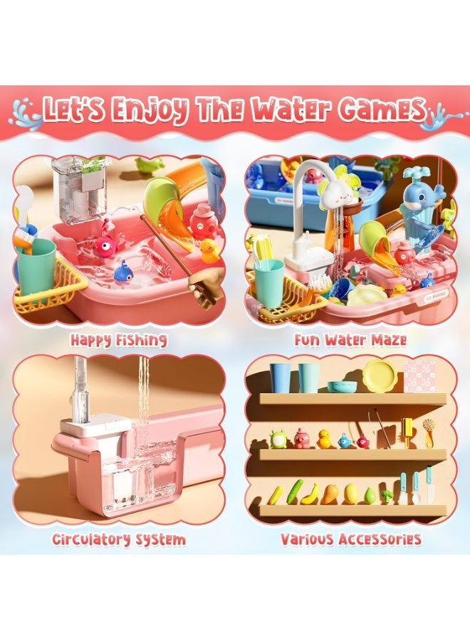 Oasisgalore Water Table for Toddlers,4-in-1 Kids Water Play Table, Play Sink with Detachable Legs,Kids Kitchen Playset Sink Toy for Girl and Boy - Image 3