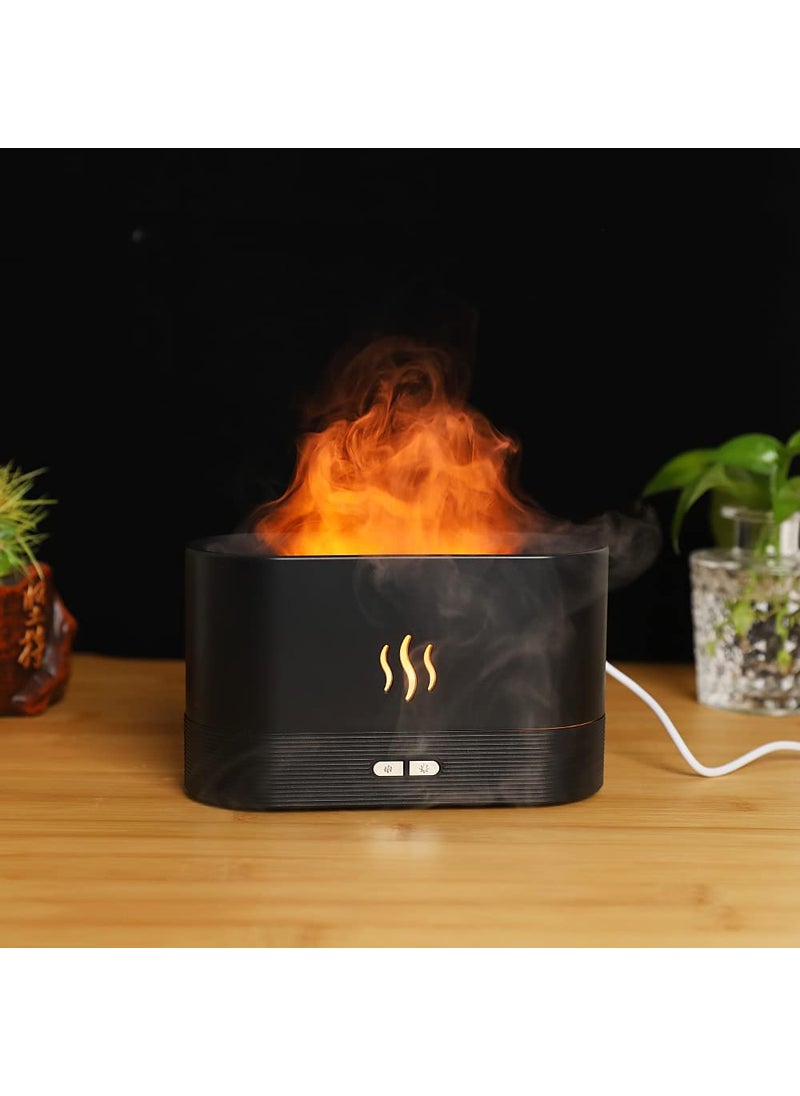 MDEX MDEX Flame Air Aroma Diffuser H20 Humidifier Oil Diffuser for HomeOfficeYoga with AutoOff Black  - Image 1