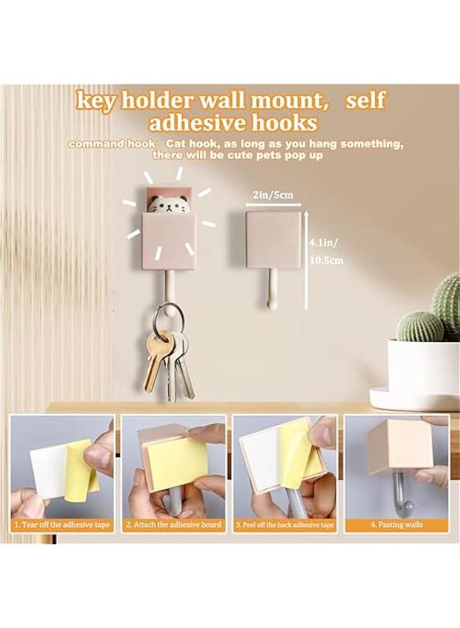 Arabest 4pcs Creative Adhesive Cat Hook for Coat,Towel,Scarf, Robes,Bag,Key,Heavy Duty Command Hook Can Bear 2.4 Kg, Cute Pet Kawaii Room Decor Creative Wall Hook for Bedroom,Bathroom,Living Room - Image 5