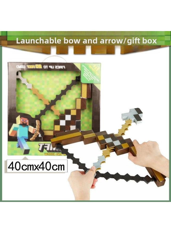 My World Arms Surrounding Hand-made Torch Lamp Children's Toy Axe Bow And Arrow Foam Diamond Sword Shield Model-Color:[brown Bow And Arrow/emmittable/plastic]  - Image 1