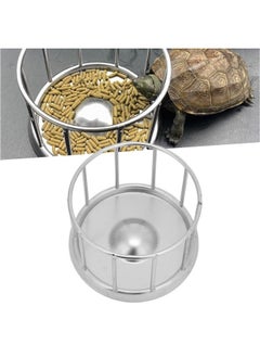 Zerodis Reptile Stainless Steel Food Dish, Pet Round Railing Shape Tortoise Dish Water Tray Dish Water Tray for Home Vivarium Pet Store Lizard Turtle Reptiles  - Image 2