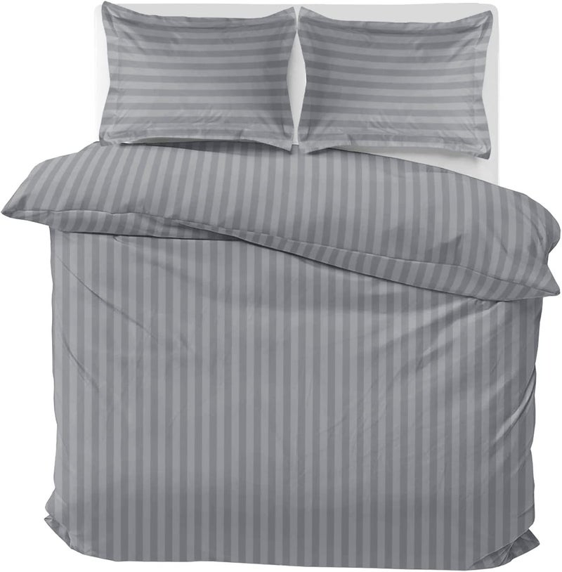 MOONLIGHT20015 Duvet Cover Set for Super King-Size Bed, Reversible, Satin, with 2 Pillowcases, Soft, Hypoallergenic, Duvet Cover (Gray, 260 cm x 220 cm) - Image 3