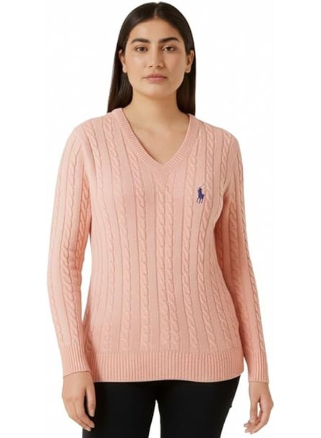 بولو رالف لورين بلوفر حريمي برقبة V | خامة قطن ناعمة | تصميم كلاسيك أنيق مناسب لكل الإطلالات - Image 1