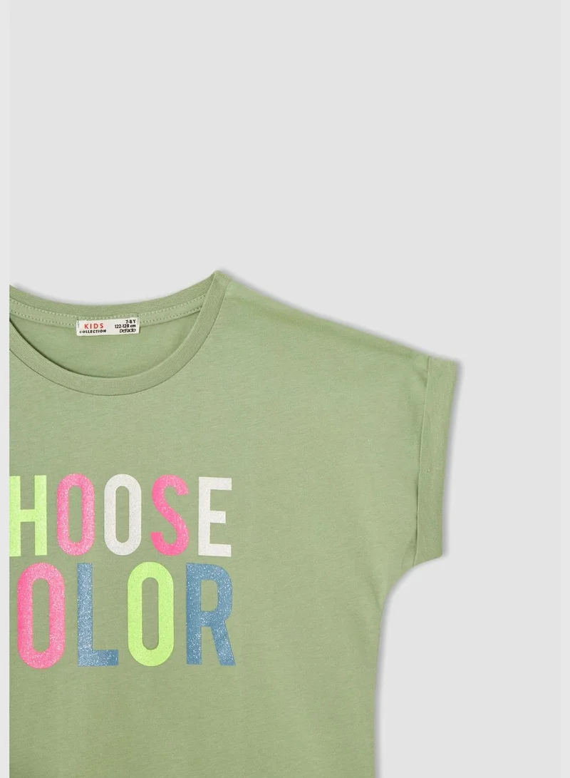 DeFacto Slogan Print Short Sleeve Pyjamas Set