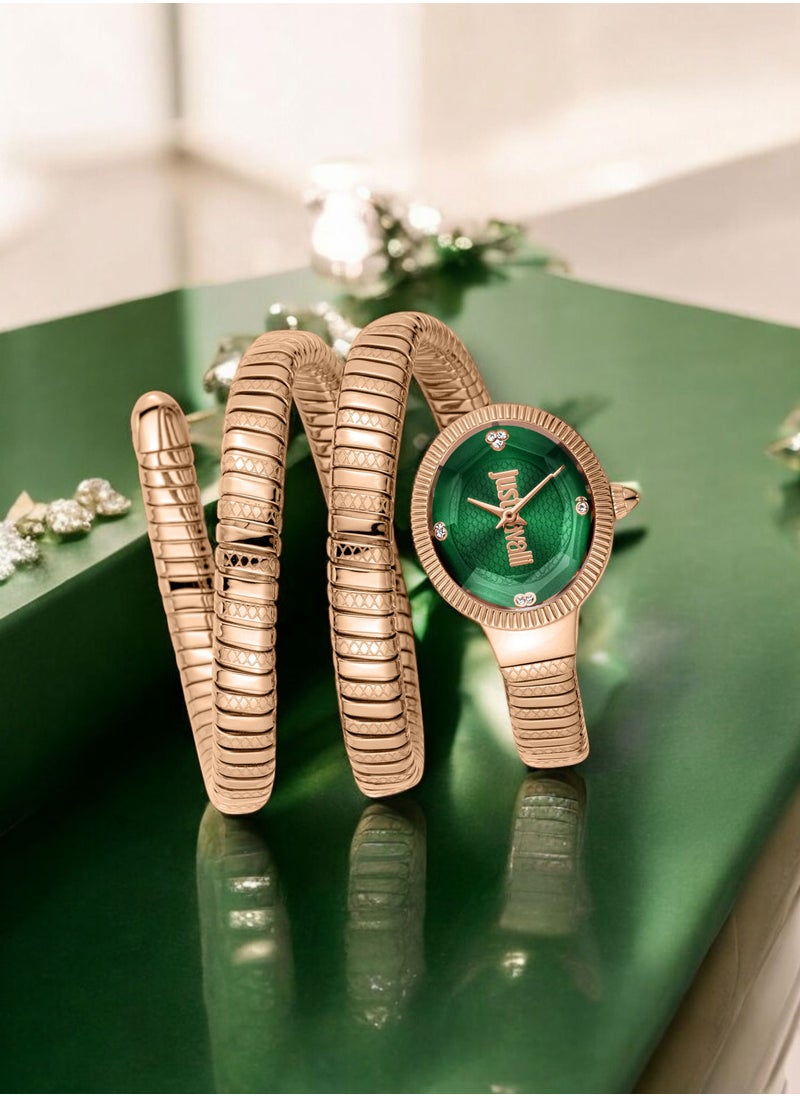 Just Cavalli Just Cavalli Women Serpent Design Green Dial Rose Gold Tone Watch - JC1L269M0045  - Image 4