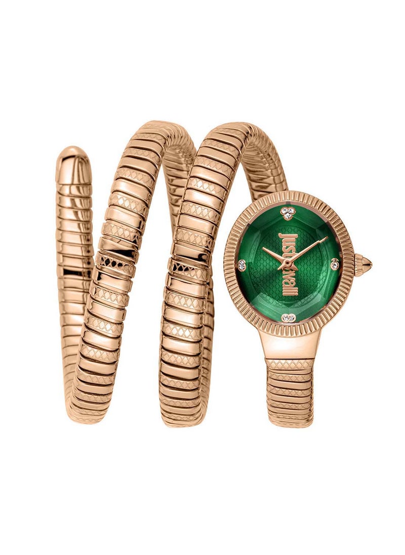 Just Cavalli Just Cavalli Women Serpent Design Green Dial Rose Gold Tone Watch - JC1L269M0045  - Image 1