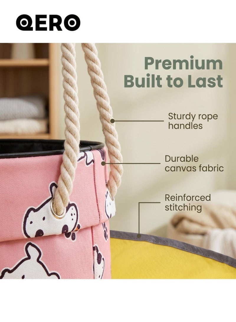 QERO 2-in-1 Kids Toy Storage Mat and Play Bin, Large Collapsible Organizer Basket for Building Blocks, Dolls and Stuffed Animals - Image 3