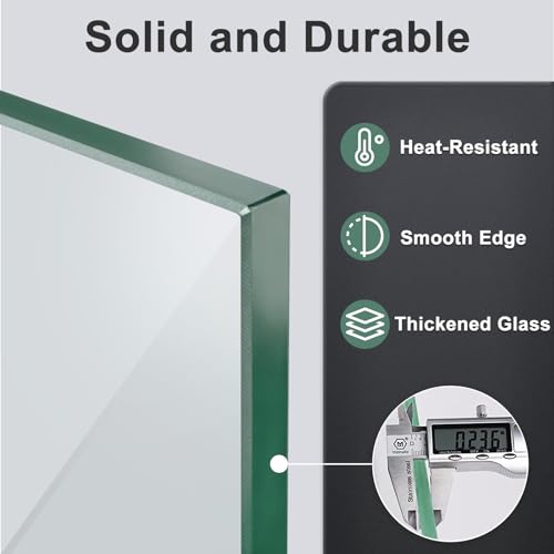 GASPRO 45 x 15.5 Inch Glass Wind Guard for Rectangular Fire Pit Table, Thick and Sturdy Tempered Glass Panel with Hard Aluminum Corner Bracket & Feet, Easy to Assemble - Image 3