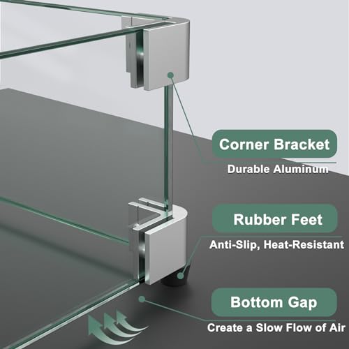 GASPRO 45 x 15.5 Inch Glass Wind Guard for Rectangular Fire Pit Table, Thick and Sturdy Tempered Glass Panel with Hard Aluminum Corner Bracket & Feet, Easy to Assemble - Image 4