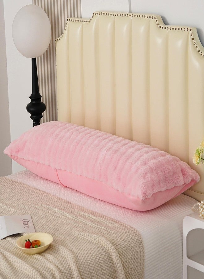 Uhamho Fluffy Faux Fur Body Pillowcase, Luxury Bubble Waffle Carved Plush Long Size 21"x54" Body Pillow Cover for Adults and Children Soft and Furry, Zipper Closure, Pink - Image 5
