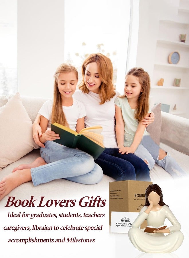 تمثال كونيدون المفكر القارئ المجرد - هدية عصرية لمحبي الكتب من النساء والقارئات والمعلمات والخريجات وأمناء المكتبات، منحوتة فنية من الراتنج لتزيين رفوف الكتب وغرفة المعيشة ومكتب العمل - Image 3