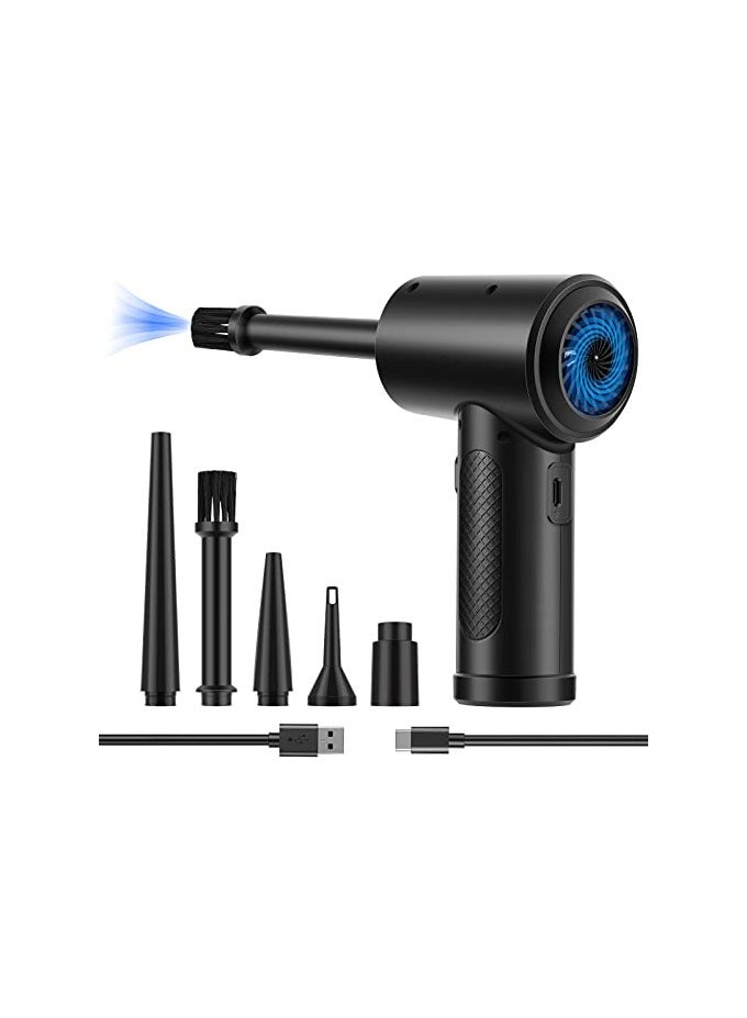 erorex Air Duster,3-Gear to 51000RPM Electric Air Duster Portable Air Blower with LED Light, 6000mAhRechargeable Cordless Air Duster for Computer Keyboard Fast Charge(Black) - Image 1