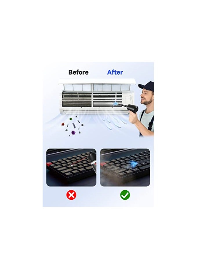 erorex Air Duster,3-Gear to 51000RPM Electric Air Duster Portable Air Blower with LED Light, 6000mAhRechargeable Cordless Air Duster for Computer Keyboard Fast Charge(Black) - Image 2