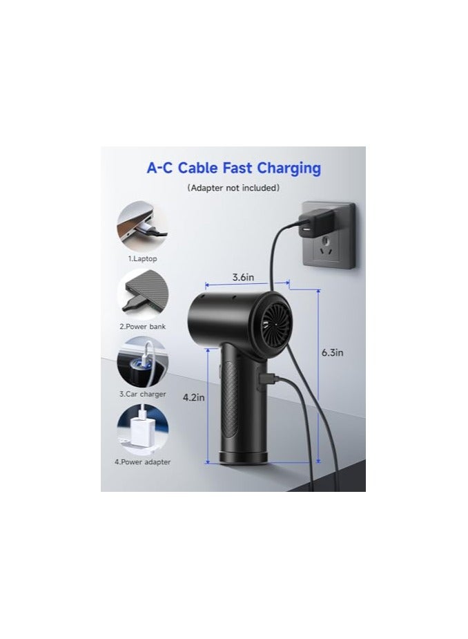 erorex Air Duster,3-Gear to 51000RPM Electric Air Duster Portable Air Blower with LED Light, 6000mAhRechargeable Cordless Air Duster for Computer Keyboard Fast Charge(Black) - Image 5