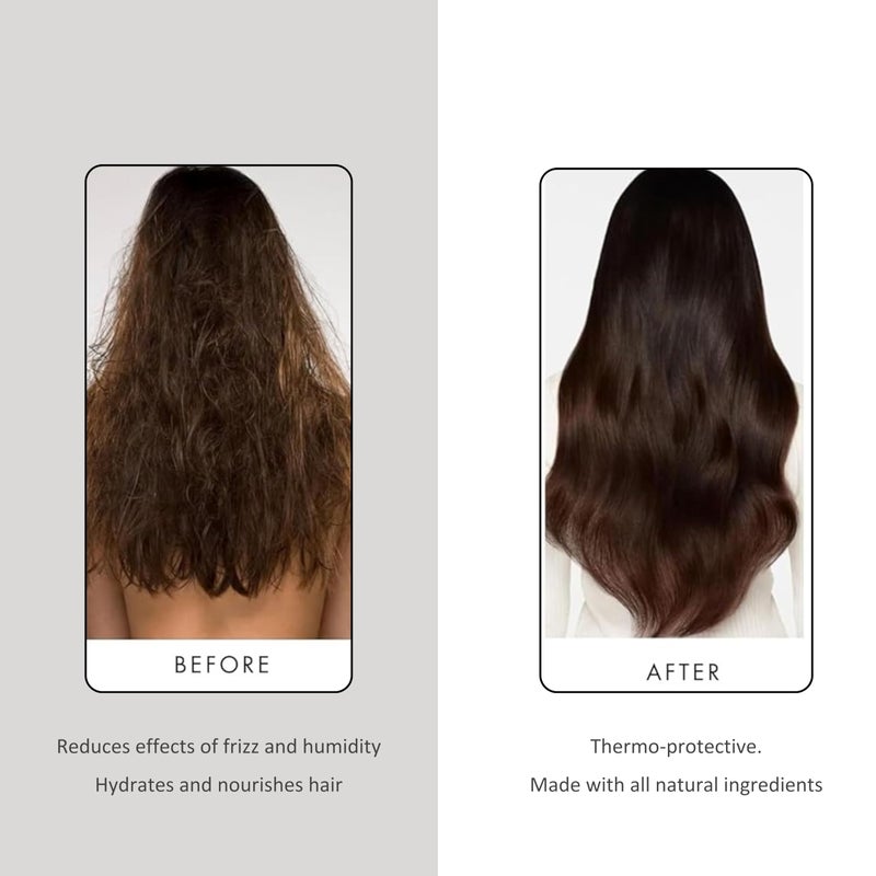 PREVIA Hair Gloss Taming Serum & Leave-In Conditioner - Anti-Frizz Heat Protectant for Dry Damaged Hair - Organic Almond Vegan Moisturizing Gloss - 6.7 oz - Image 3