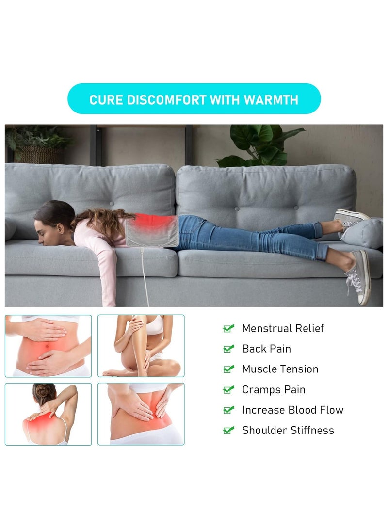 KASTWAVE Electric Heating Pad for Back Neck Shoulders, USB Heat Pads for Back Pain Relief and Cramps Relief, Portable Car Travel Electric Thermostatic Heat Mat with Storage Bag, 30 x 60cm  - Image 2