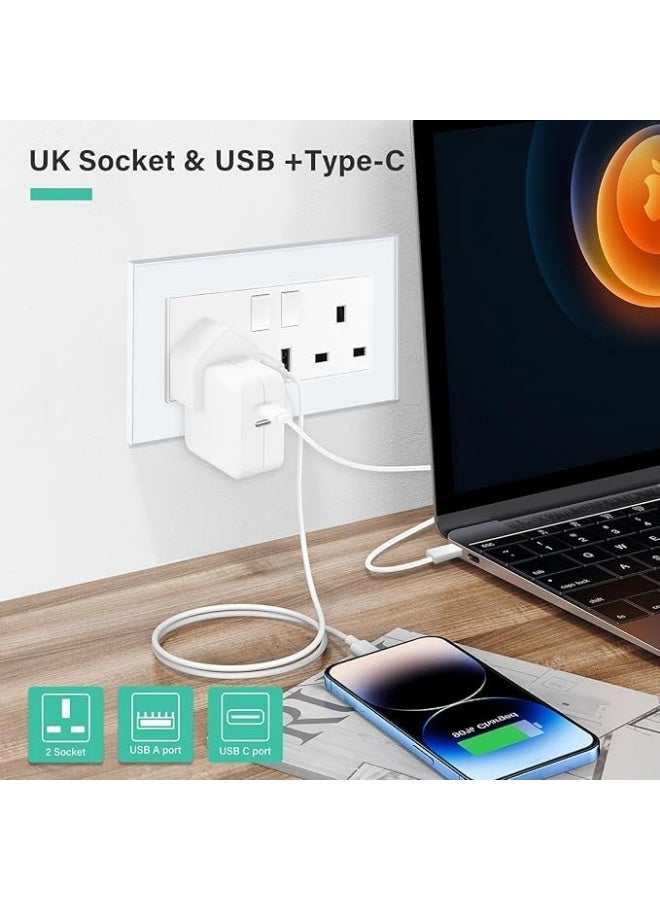 Future Double Switched Power Socket Outlet with USB-A and USB-C Charging Ports, Wall Mounted Electrical Socket for Home Office Bedroom Kitchen Fast Charging Power Access Solution - Image 5