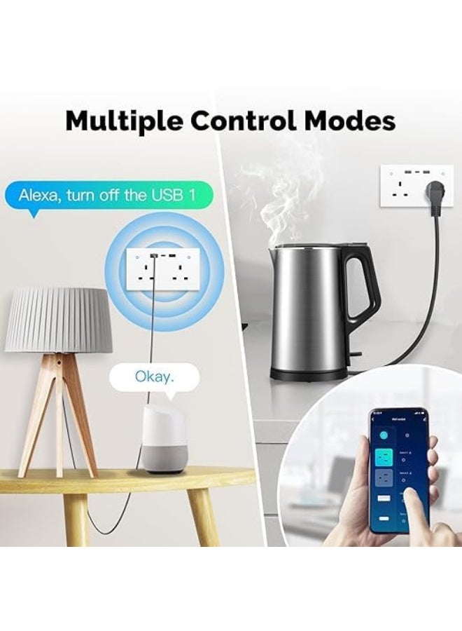 Future Double Switched Power Socket Outlet with USB-A and USB-C Charging Ports, Wall Mounted Electrical Socket for Home Office Bedroom Kitchen Fast Charging Power Access Solution - Image 4