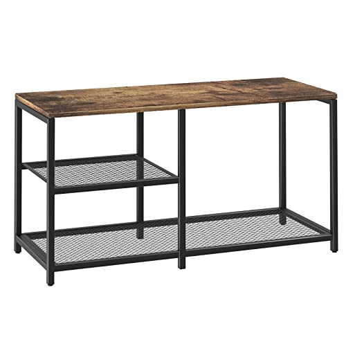 Katrawu Rustic Wood Bench with 3Tier Shoe Rack for Small Spaces  Free Standing Shoe Storage Shelf with Boot Organizer