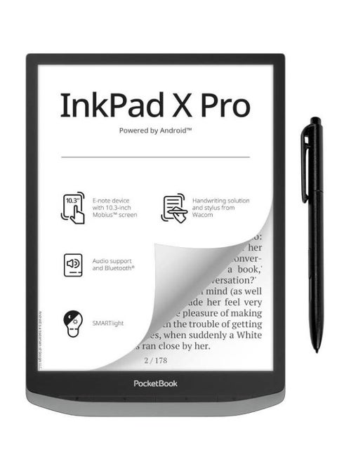 10.3" InkPad X Pro e-Book Reader | E-note w/ Handwriting, Large Safe Touch Screen, Android 8.1, WiFi & Bluetooth Connectivity for AudioBooks & Music, 32GB Internal Memory - Mist Grey