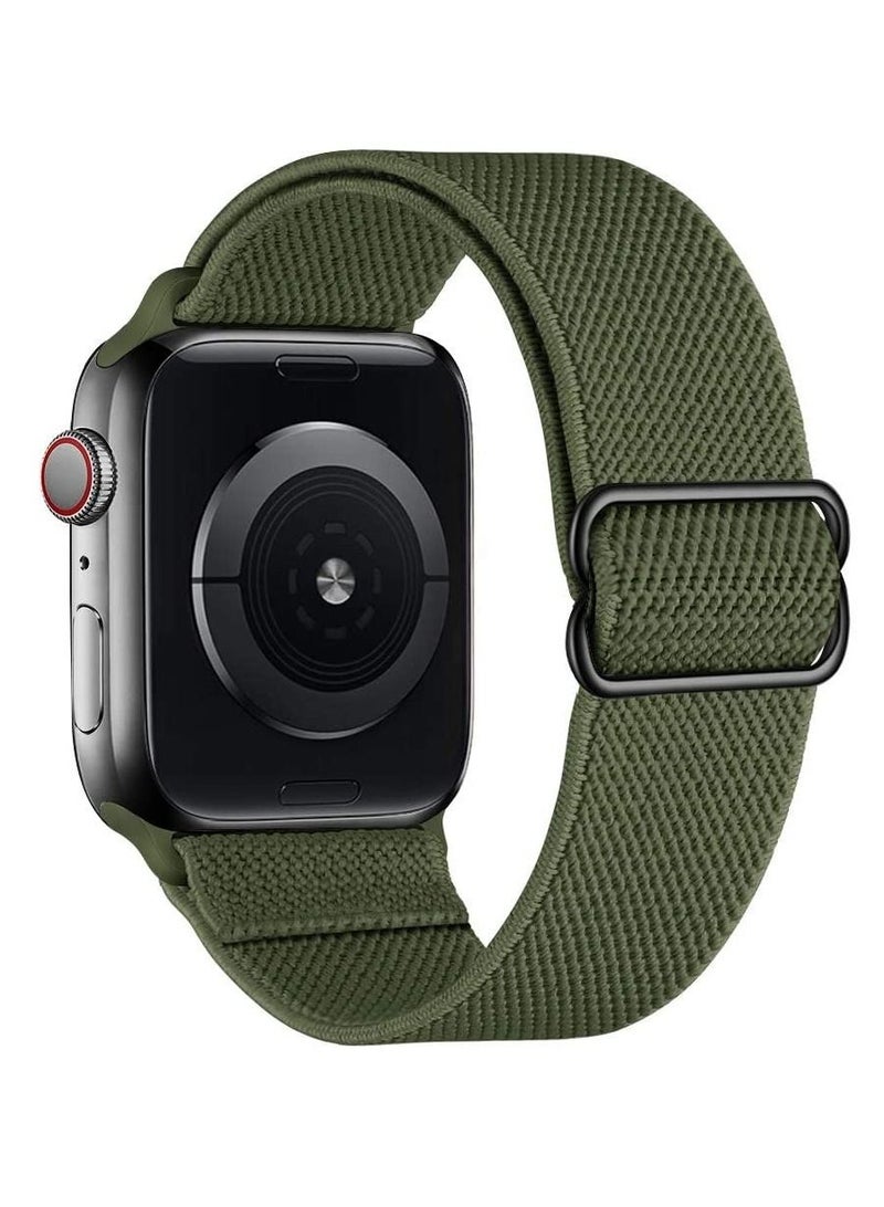 Phone Planet Nylon Solo Loop Bands Compatible with Apple Watch 42mm 44mm, Adjustable Stretch Braided Sport Elastics Women Men Strap Compatible with iWatch Series 6/5/4/3/2/1 SE, Green - Image 1