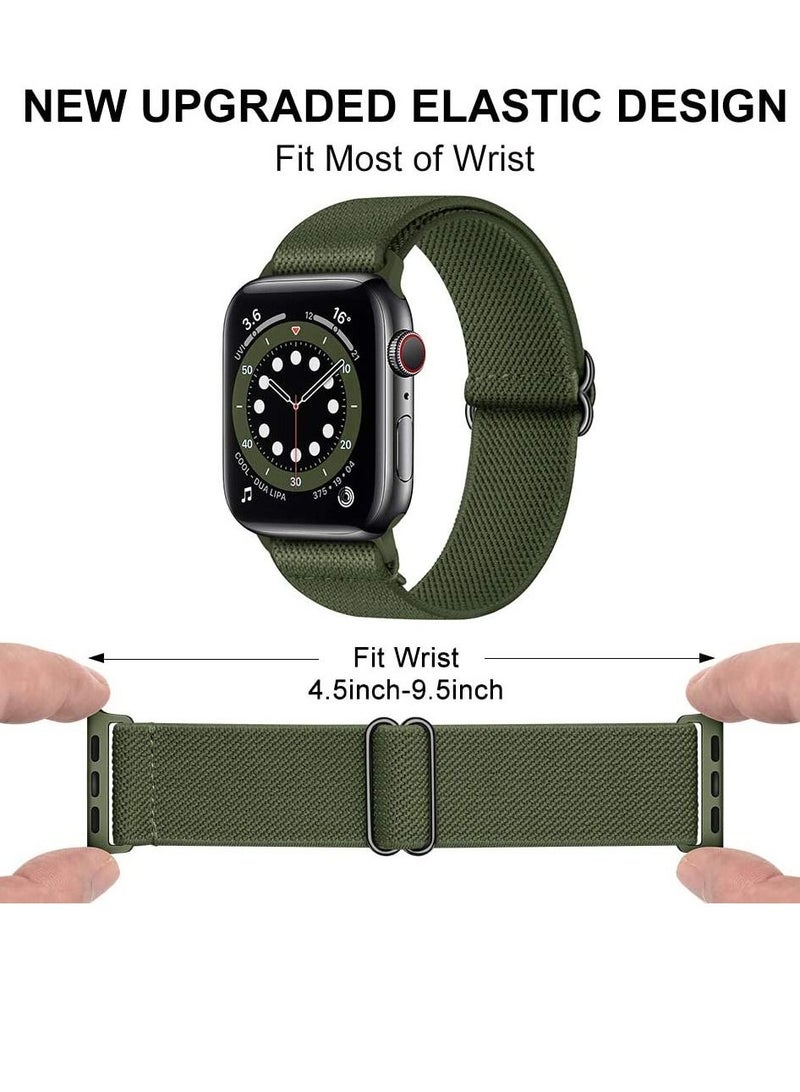 Phone Planet Nylon Solo Loop Bands Compatible with Apple Watch 42mm 44mm, Adjustable Stretch Braided Sport Elastics Women Men Strap Compatible with iWatch Series 6/5/4/3/2/1 SE, Green - Image 2