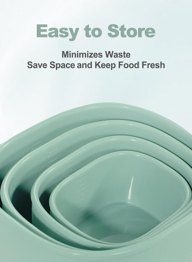 Duseu 4 Pack Silicone Food Storage Containers with Lids, Reusable Nesting Lunch Bento Box Set, Silicone Lunch Container for Meal Prep, Snack, Salad, Fruit, Sauce (6.7oz, 10oz, 20oz, 30oz) - Green - Image 5