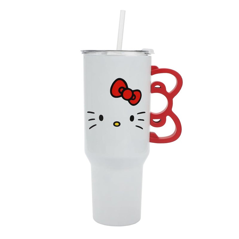 Bioworld Hello Kitty 40 Oz Stainless Steel Tumbler With Sculpted Bow Handle