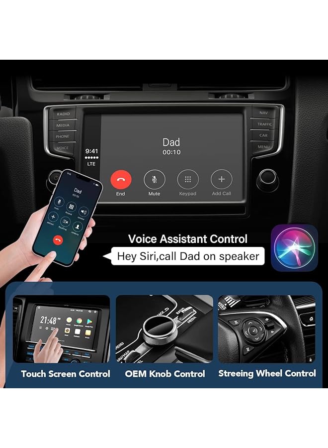 يو إل اتش واي سي محول كار بلاي لاسلكي لأجهزة آيفون، ترقية 2024 لمحول كار بلاي لاسلكي من أبل، تحويل سلكي إلى دونجل كار بلاي لاسلكي، توصيل وتشغيل مناسب للسيارات مع وظيفة كار بلاي من المصنع - Image 4