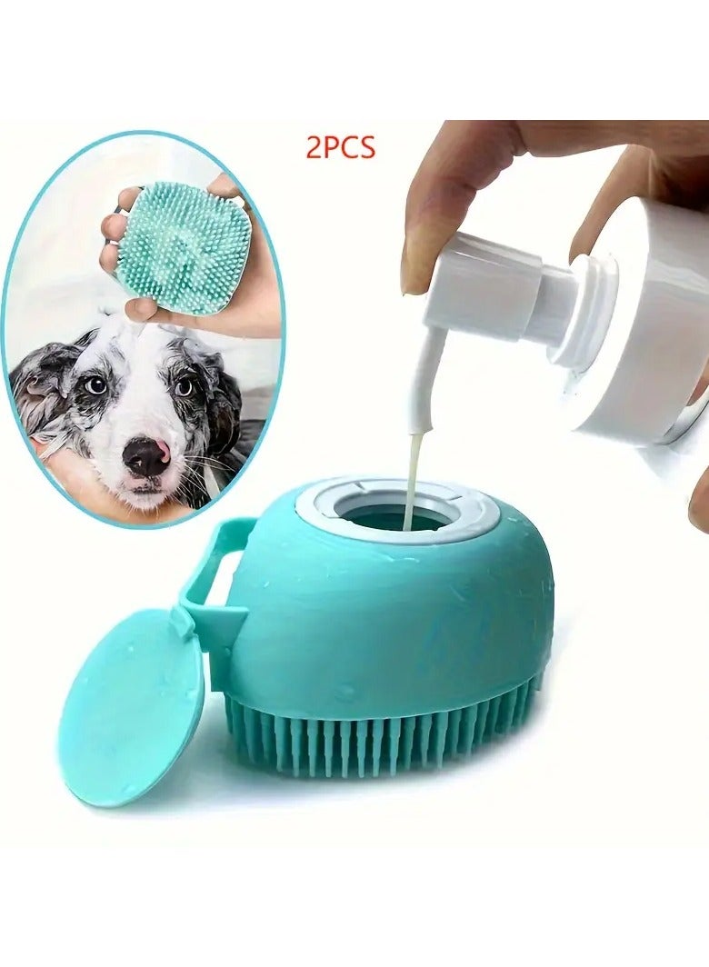 Goolsky Pet Shampoo Brush, Silicone Massage Rubber Bath Comb With Shampoo Storage For Dog & Cat, Pet Grooming Tool Christmas Gift - Image 2