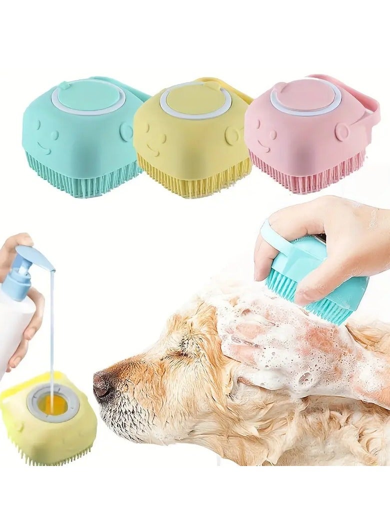 Goolsky Pet Shampoo Brush, Silicone Massage Rubber Bath Comb With Shampoo Storage For Dog & Cat, Pet Grooming Tool Christmas Gift - Image 5