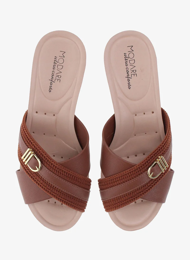Modare Brown Modare Women’s Flat Summer Footwear – Lightweight Slip-On Comfort with Stylish Casual Design for Women | Best Price UAE