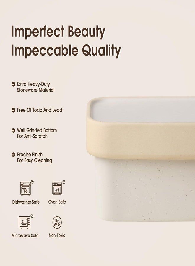 FE FUN ELEMENTS Ceramic Butter Dish with Lid，Large Butter Dish for Countertop, double-sided usable design，Suitable for fresh spreadable butter, butter container holder for kitchen and home decor. - Image 4