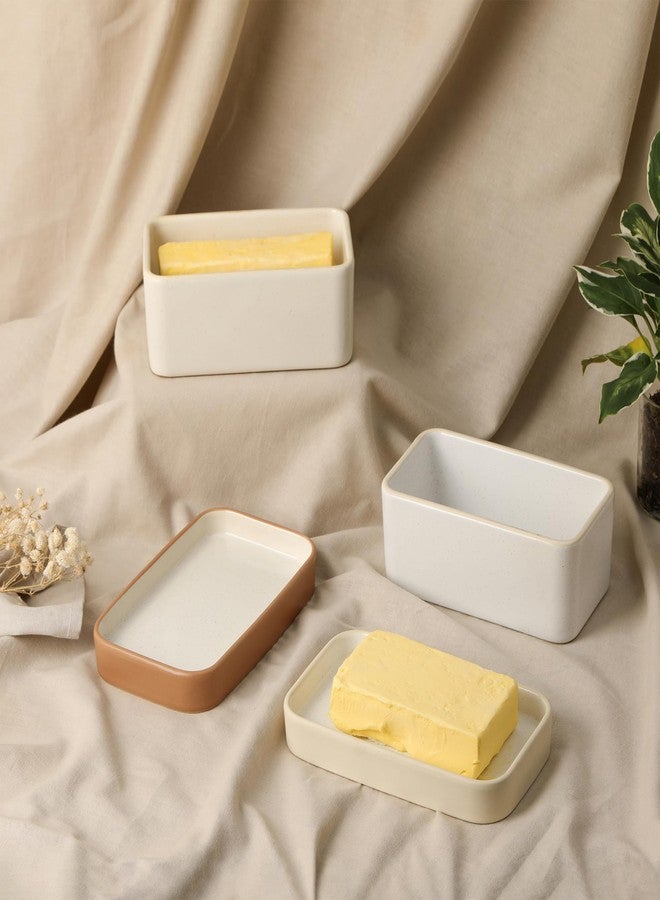 FE FUN ELEMENTS Ceramic Butter Dish with Lid，Large Butter Dish for Countertop, double-sided usable design，Suitable for fresh spreadable butter, butter container holder for kitchen and home decor. - Image 5