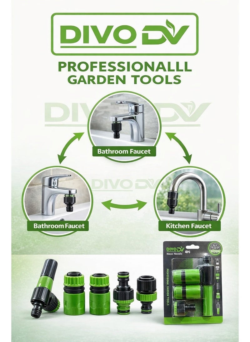 ديفو مجموعة طقم رشاش ماء للحديقة 4 قطع مع وصلات خرطوم سريعة التركيب – ماركة DIVO موديل DVO714-42 - Image 5