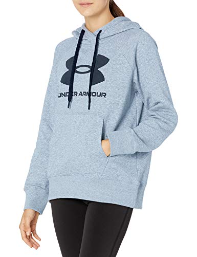 Under Armour Womens Rival Fleece Logo Hoodie , Steel Medium Heather (035)/Black , Small - Image 1