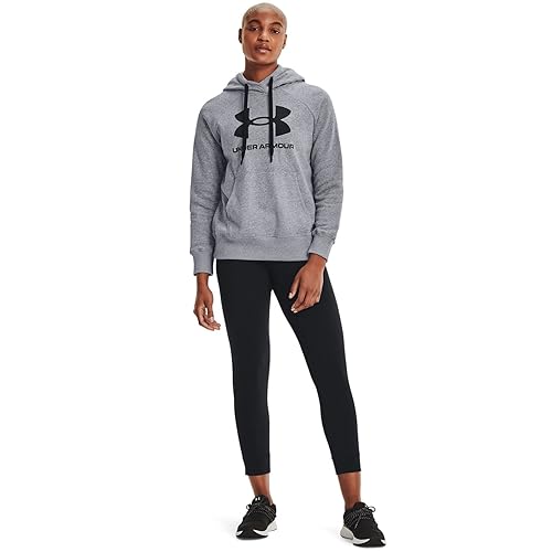 Under Armour Womens Rival Fleece Logo Hoodie , Steel Medium Heather (035)/Black , Small - Image 5