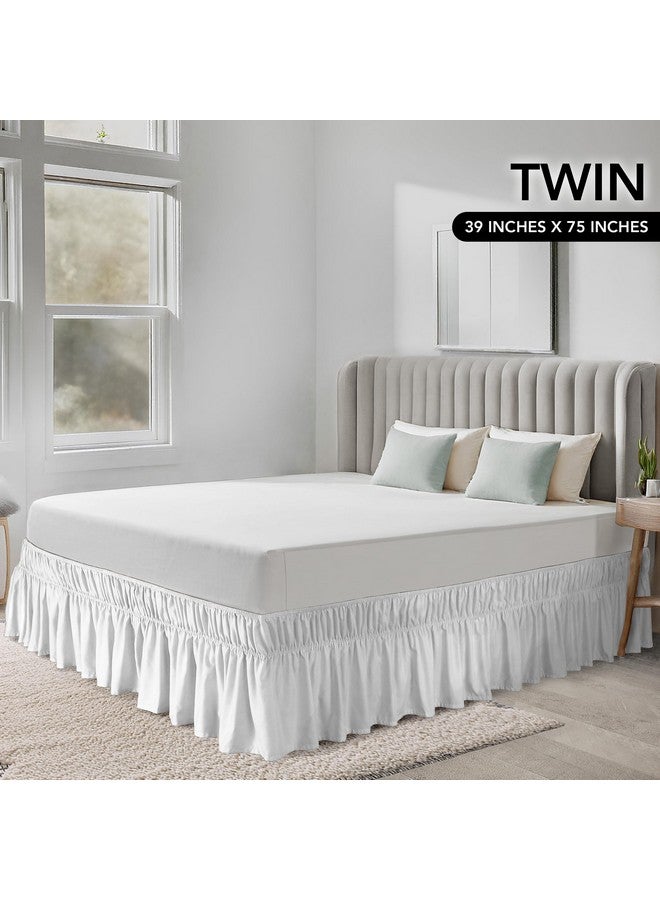 Utopia Bedding Twin Elastic Bed Ruffle - Easy Wrap Around Ruffle - Microfiber Bed Skirt with Adjustable Elastic Belt 16 Inch Tailored Drop - Hotel Quality Bedskirt, Fade Resistant (Twin, White) - Image 2