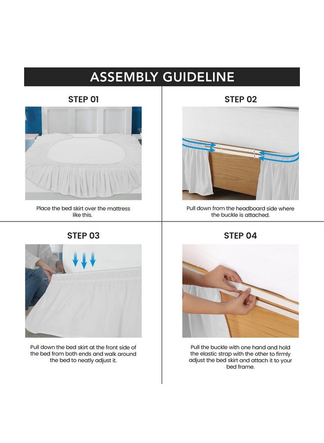 Utopia Bedding Twin Elastic Bed Ruffle - Easy Wrap Around Ruffle - Microfiber Bed Skirt with Adjustable Elastic Belt 16 Inch Tailored Drop - Hotel Quality Bedskirt, Fade Resistant (Twin, White) - Image 4