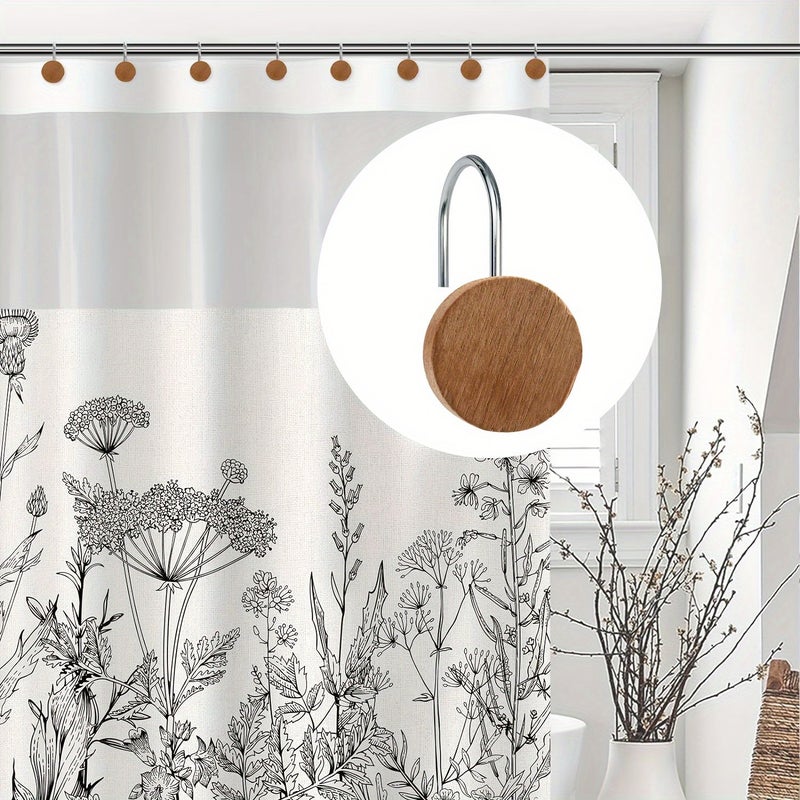 12 Pcs Golden Stainless Steel Metal Shower Curtain Hooks Solid Wood Decorative Rustproof Dustproof Strong Load Bearing Easy To Hang Suitable For Bathroom Bedroom Living Room Kitchen Accessories - Image 5
